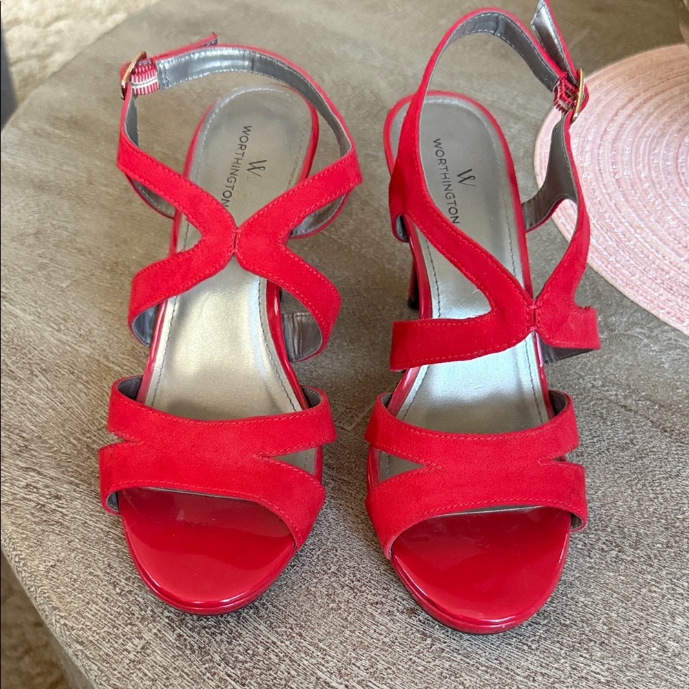 Worthington Vibrant Red Strappy Sandals 7.5